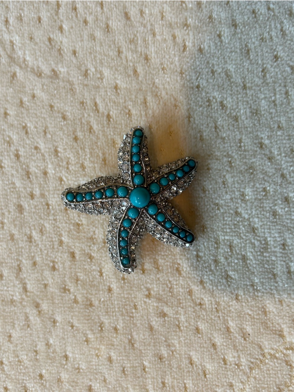 Turquoise Crystal Starfish Brooch